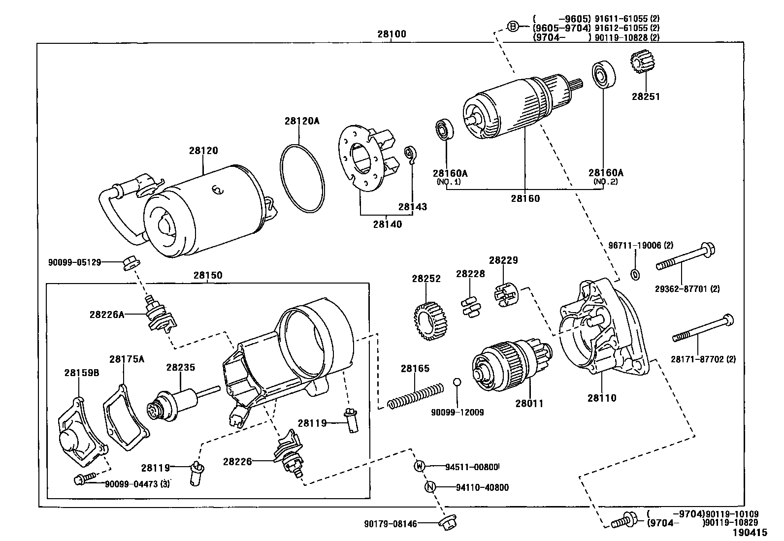 Toyota CAMRY 起动机 EPC diagram — 190415
