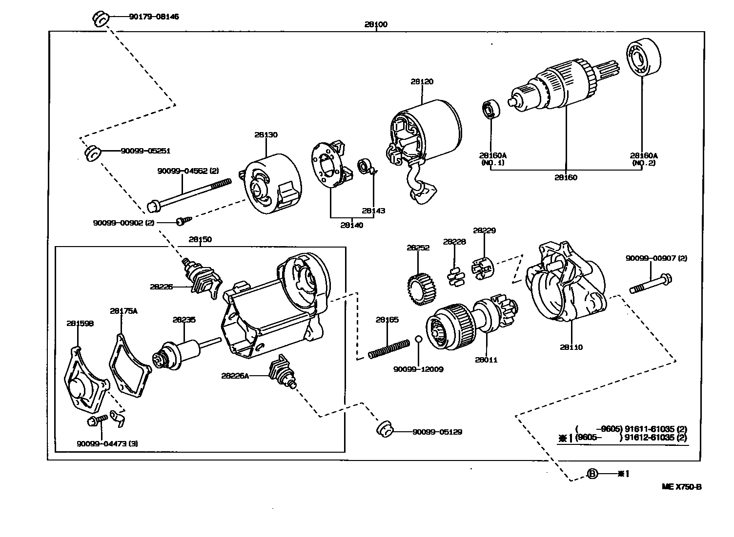 Toyota CAMRY 起动机 EPC diagram — MEX750B