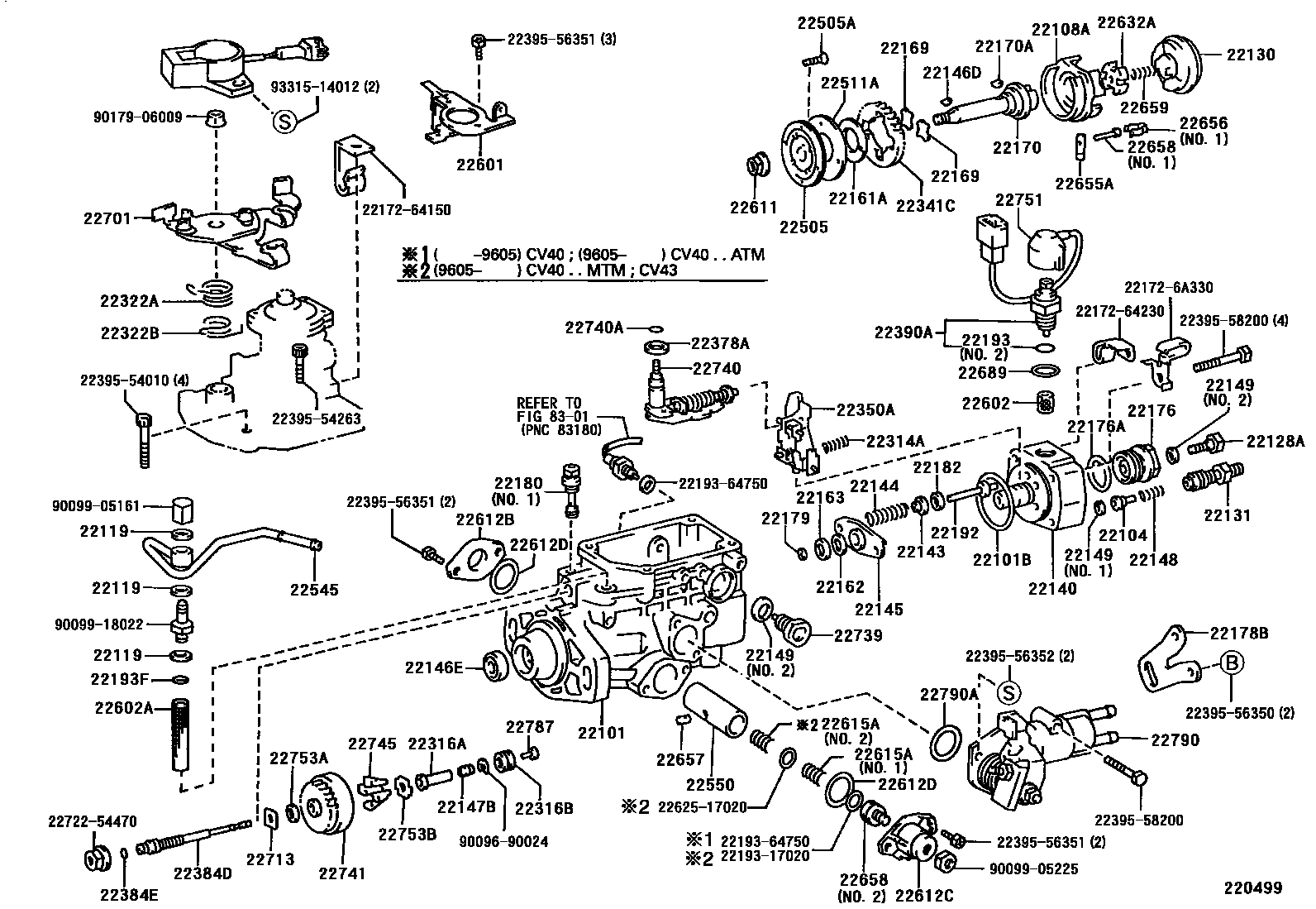 Toyota CAMRY 喷油泵体 EPC diagram — 220499