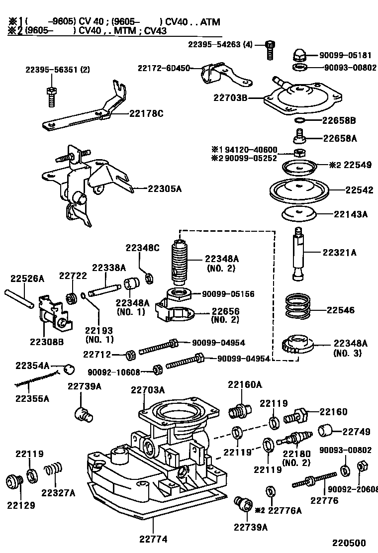 Toyota CAMRY 喷油泵体 EPC diagram — 220500
