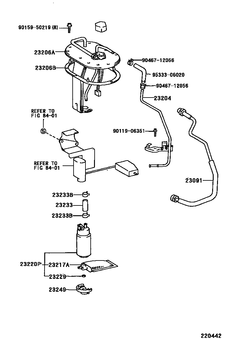 Toyota CAMRY 燃油喷射系统 EPC diagram — 220442