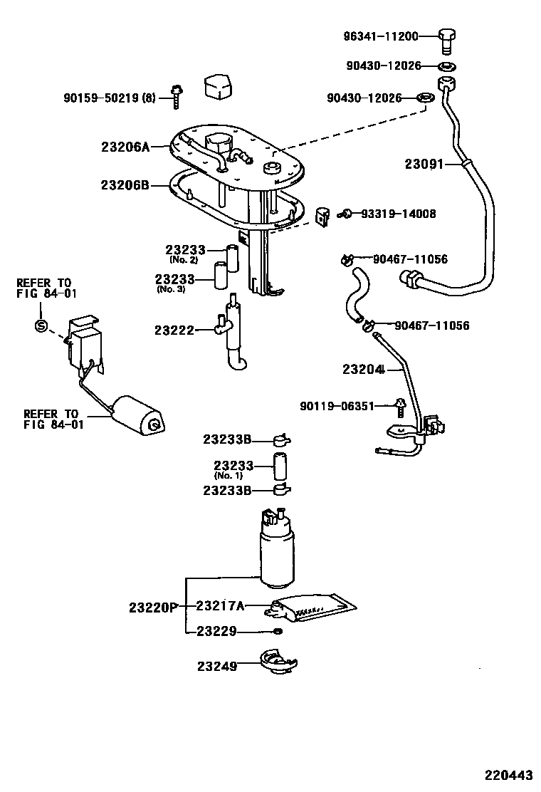 Toyota CAMRY 燃油喷射系统 EPC diagram — 220443