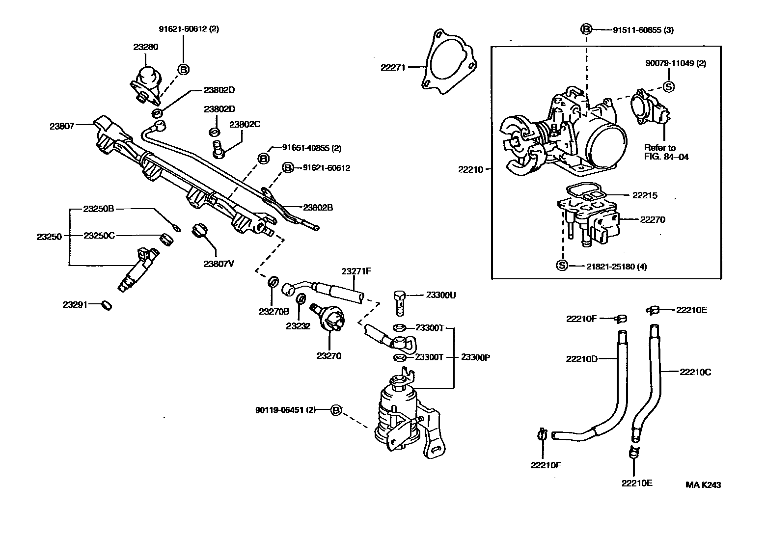 Toyota CAMRY 燃油喷射系统 EPC diagram — MAK243