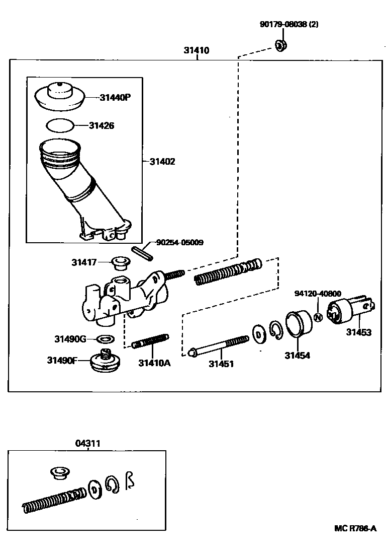 Toyota CAMRY 离合器总泵 EPC diagram — MCR786A