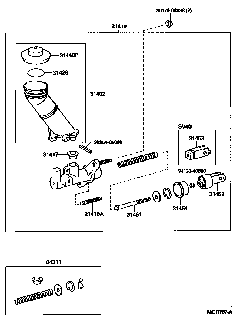 Toyota CAMRY 离合器总泵 EPC diagram — MCR787A