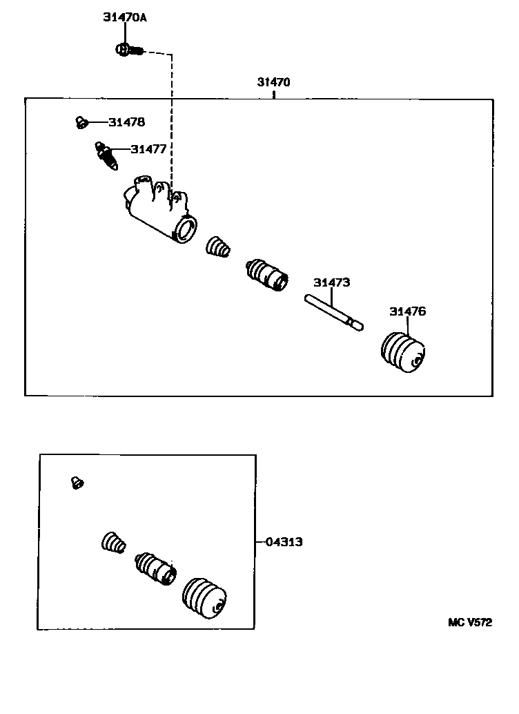 Toyota CAMRY 离合器分离缸 EPC diagram — MCV572