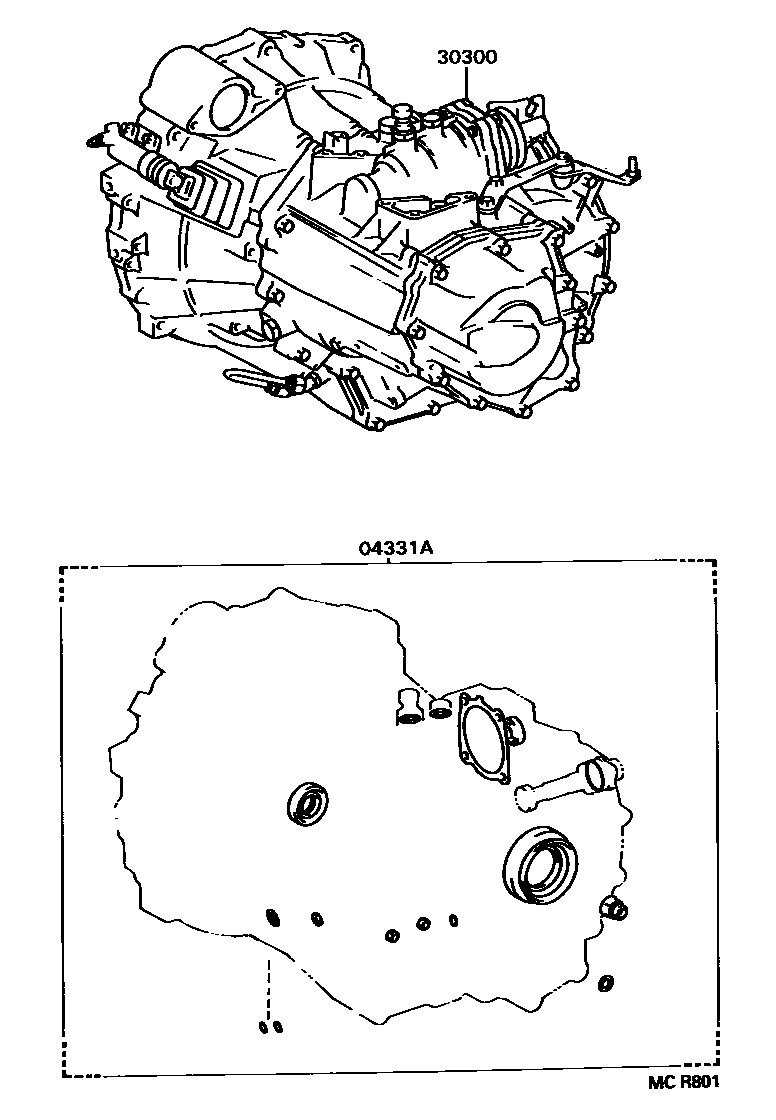 Toyota CAMRY 传动桥或变速器总成和衬垫组件(MTM) EPC diagram — MCR801
