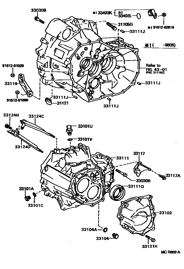 Toyota CAMRY 离合器壳和变速器壳(MTM) EPC diagram — MCR802A