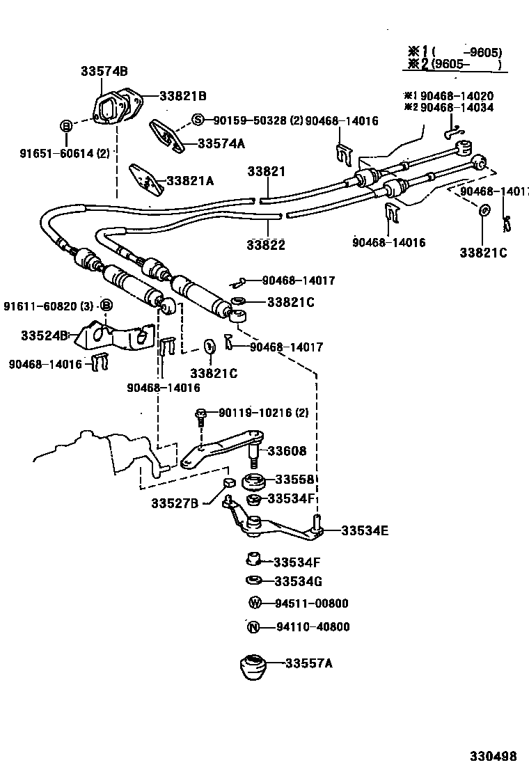 Toyota CAMRY Shift Lever & Retainer EPC diagram — 330498