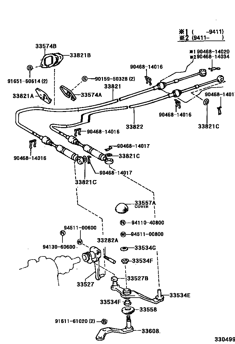 Toyota CAMRY Shift Lever & Retainer EPC diagram — 330499