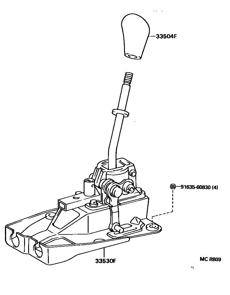 Toyota CAMRY Shift Lever & Retainer EPC diagram — MCR809