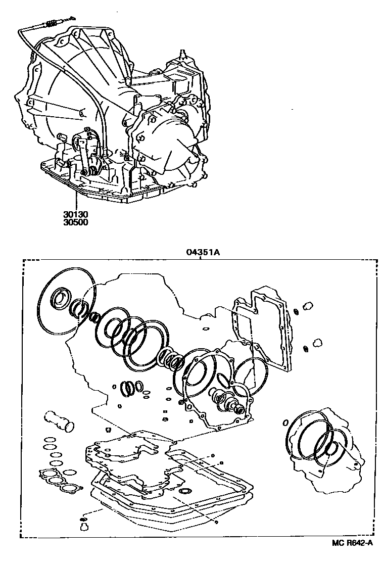 Toyota CAMRY 传动桥或变速器总成和衬垫组件(ATM) EPC diagram — MCR642A