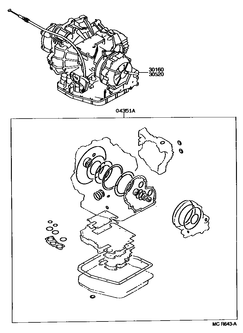 Toyota CAMRY 传动桥或变速器总成和衬垫组件(ATM) EPC diagram — MCR643A