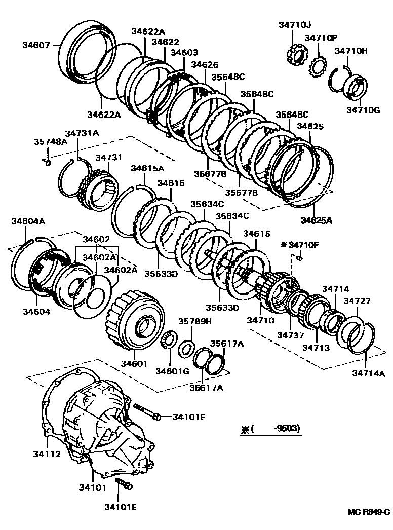 Toyota CAMRY 超速档齿轮(ATM) EPC diagram — MCR649C