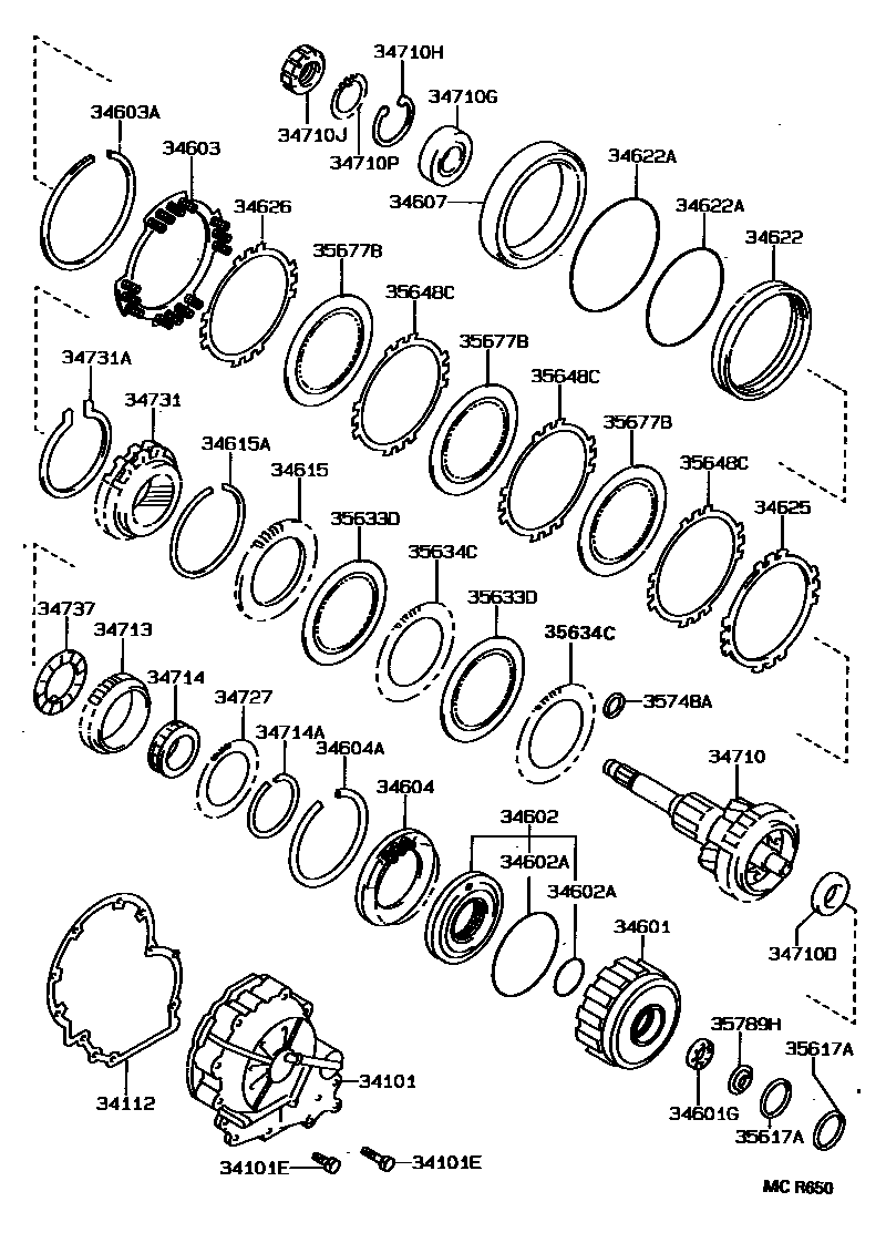 Toyota CAMRY 超速档齿轮(ATM) EPC diagram — MCR650