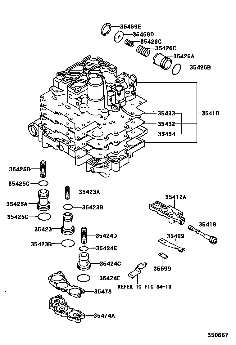 Toyota CAMRY 阀体和滤油网(ATM) EPC diagram — 350667