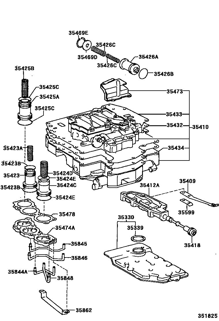 Toyota CAMRY 阀体和滤油网(ATM) EPC diagram — 351825