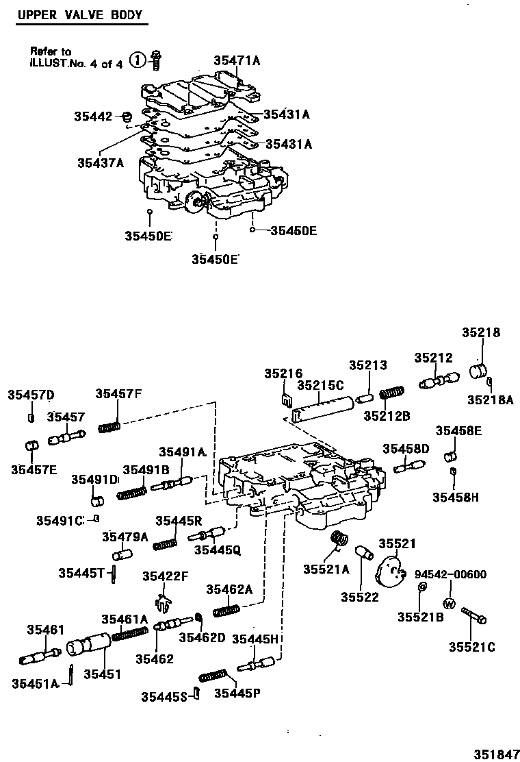 Toyota CAMRY 阀体和滤油网(ATM) EPC diagram — 351847