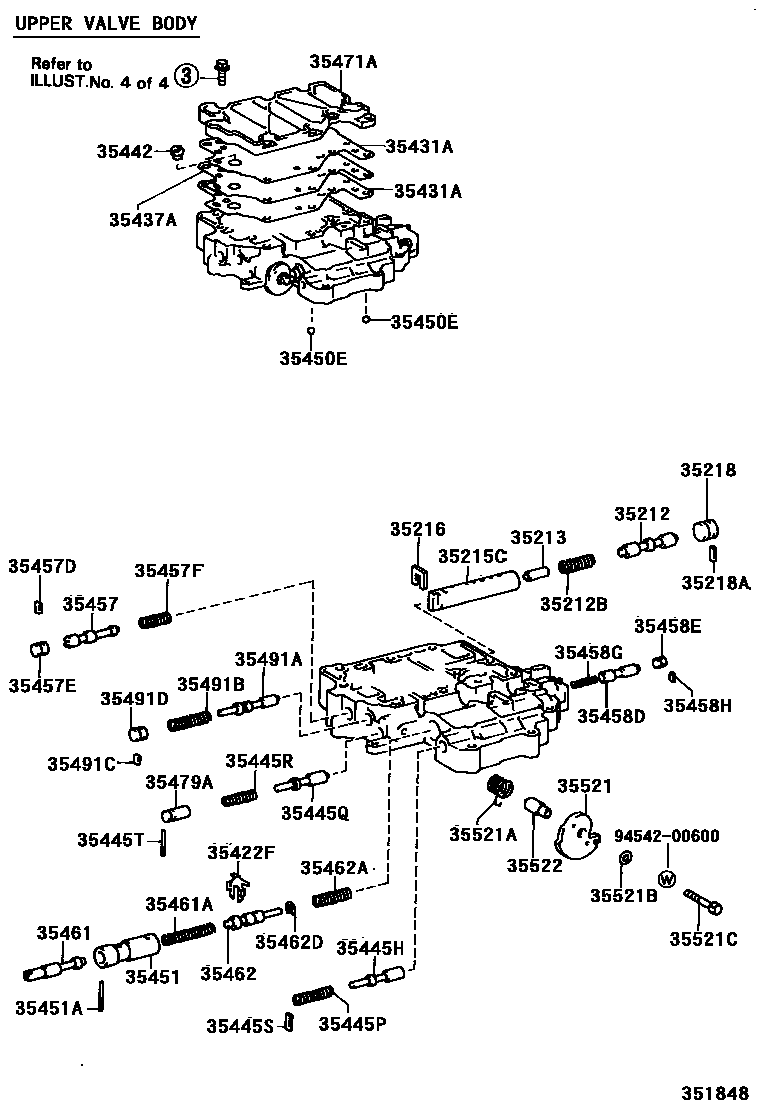 Toyota CAMRY 阀体和滤油网(ATM) EPC diagram — 351848
