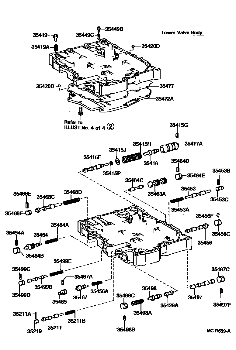 Toyota CAMRY 阀体和滤油网(ATM) EPC diagram — MCR659A