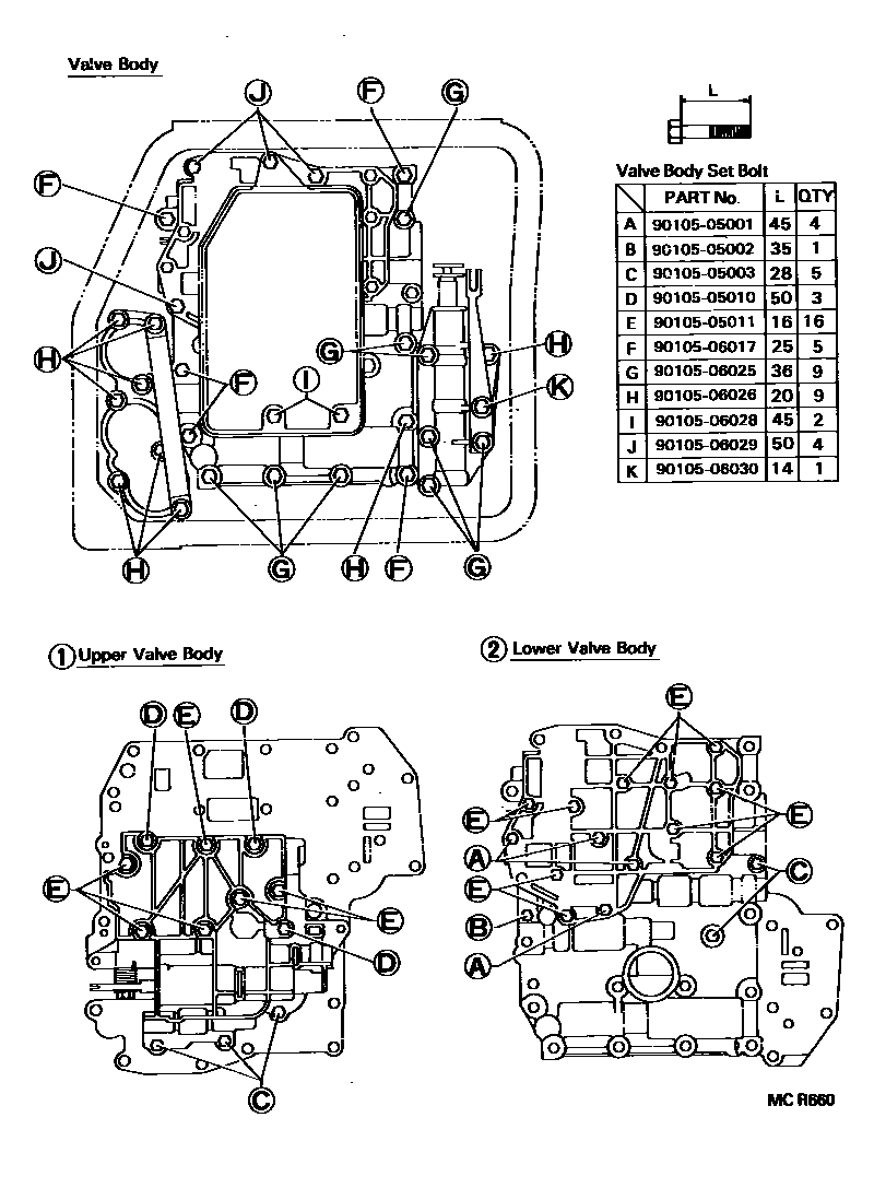 Toyota CAMRY 阀体和滤油网(ATM) EPC diagram — MCR660