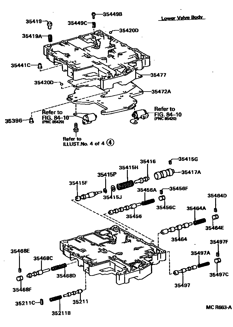 Toyota CAMRY 阀体和滤油网(ATM) EPC diagram — MCR663A