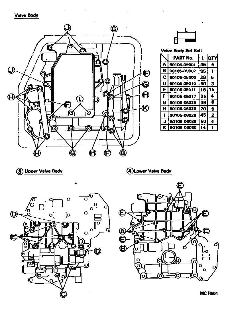 Toyota CAMRY 阀体和滤油网(ATM) EPC diagram — MCR664