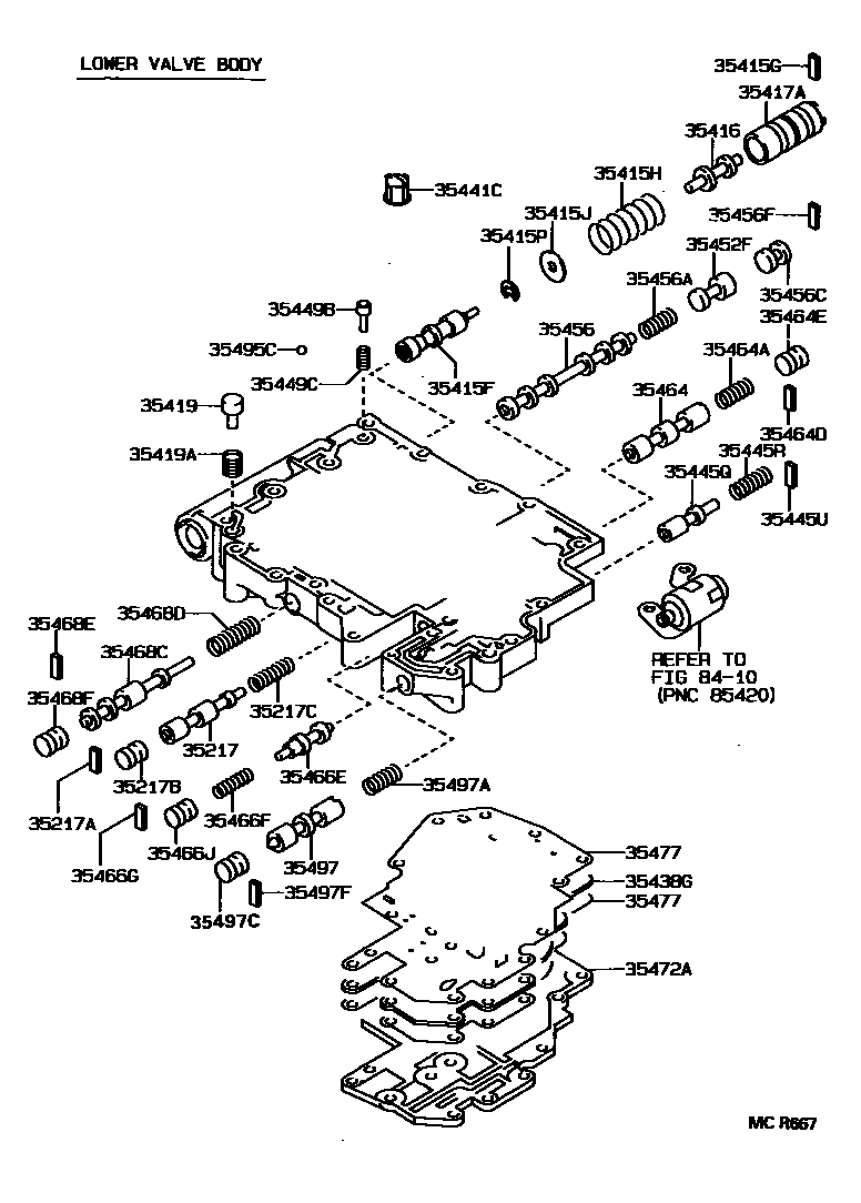 Toyota CAMRY 阀体和滤油网(ATM) EPC diagram — MCR667