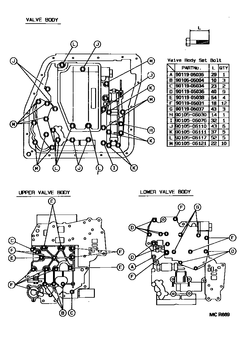 Toyota CAMRY 阀体和滤油网(ATM) EPC diagram — MCR669