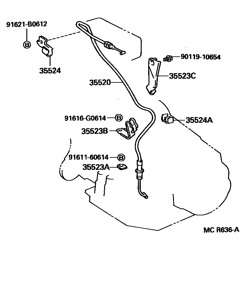 Toyota CAMRY 节气阀连杆和阀杆(ATM) EPC diagram — MCR636A