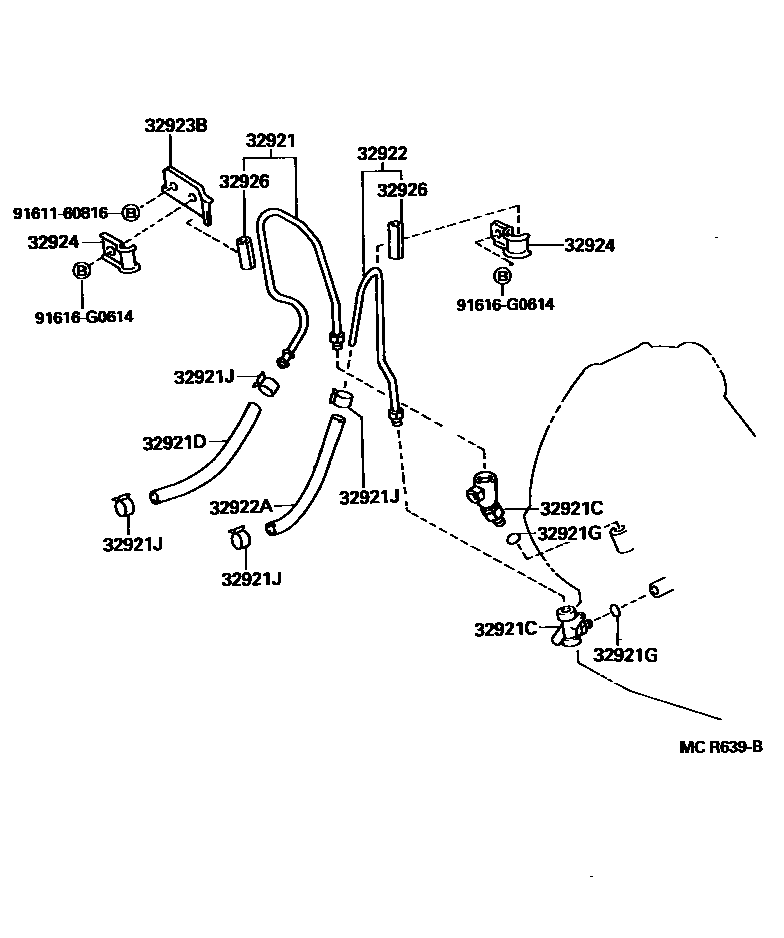 Toyota CAMRY 变速器油冷却器和配管(ATM) EPC diagram — MCR639B