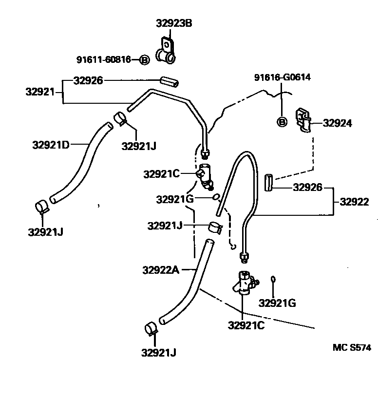 Toyota CAMRY 变速器油冷却器和配管(ATM) EPC diagram — MCS574