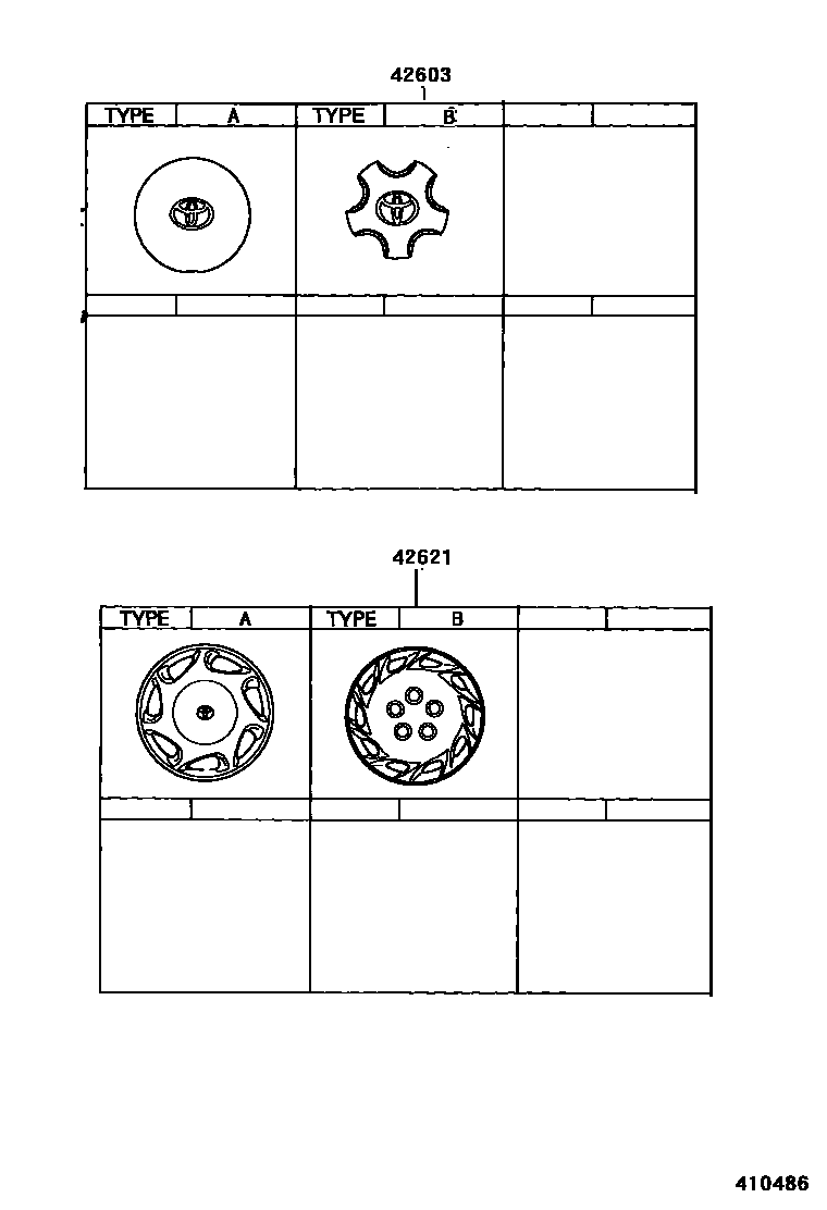 Toyota CAMRY 车轮和车轮盖 EPC diagram — 410486
