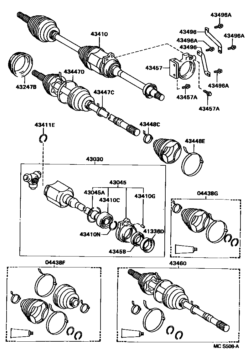 Toyota CAMRY Front Drive Shaft EPC diagram — MCS508A