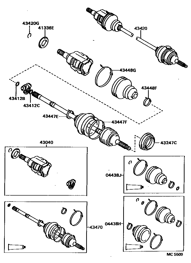 Toyota CAMRY Front Drive Shaft EPC diagram — MCS509