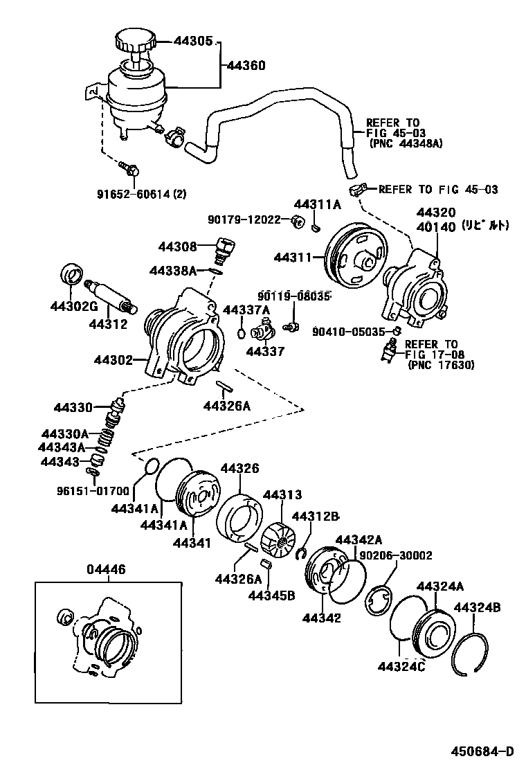 Toyota CAMRY 叶片泵和储油罐(动力转向) EPC diagram — 450684D