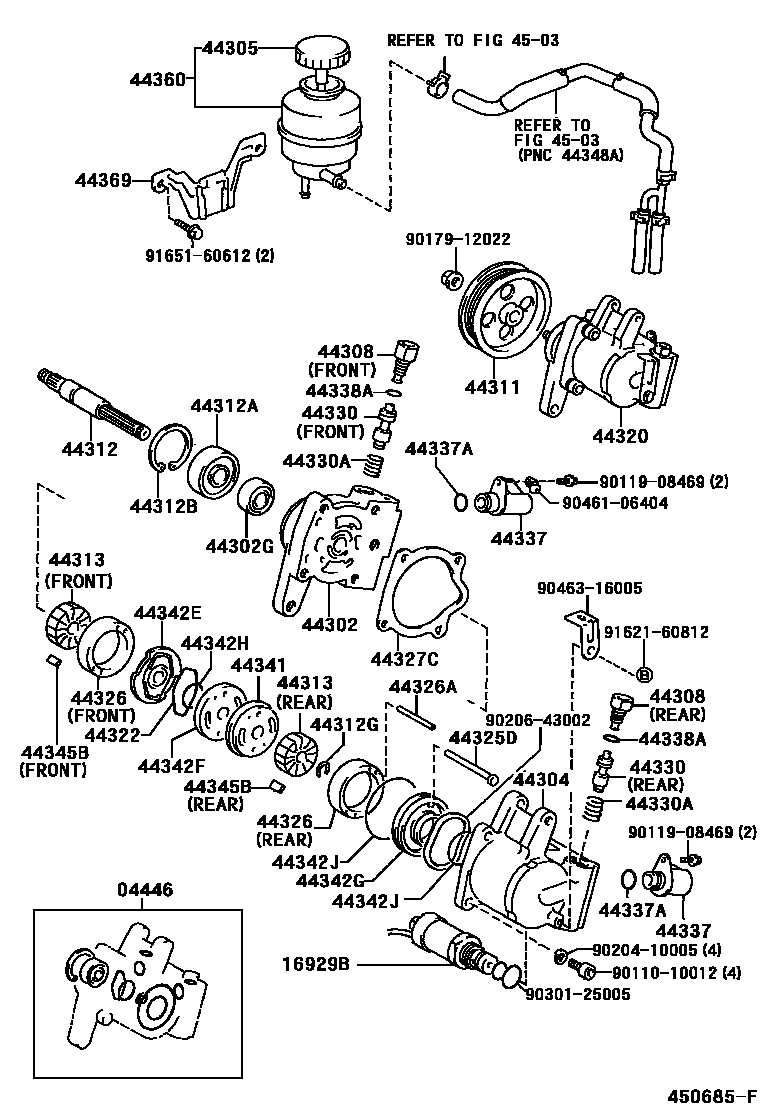 Toyota CAMRY 叶片泵和储油罐(动力转向) EPC diagram — 450685F