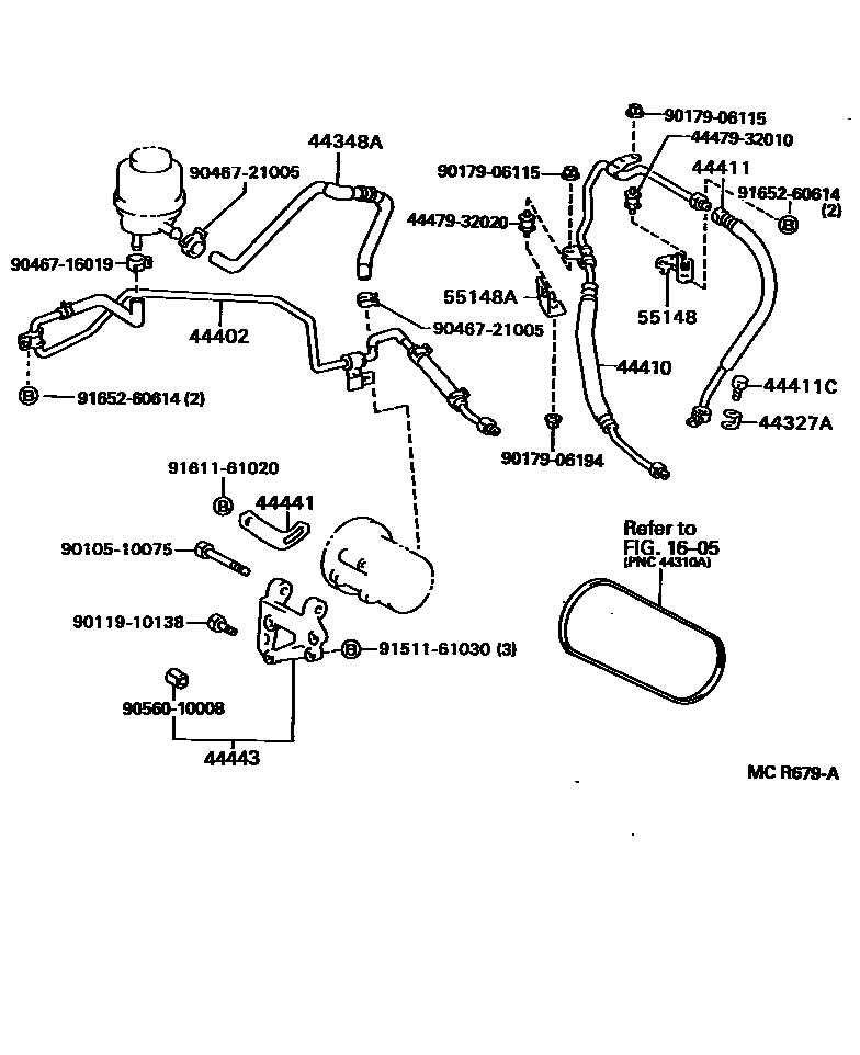Toyota CAMRY 动力转向配管 EPC diagram — MCR679A
