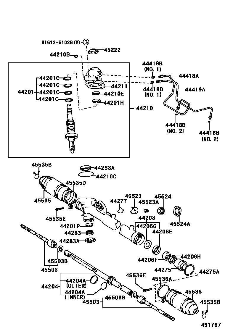 Toyota CAMRY 前转向齿轮和连杆 EPC diagram — 451767