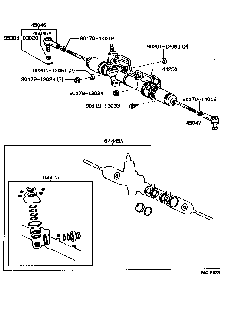 Toyota CAMRY 前转向齿轮和连杆 EPC diagram — MCR688