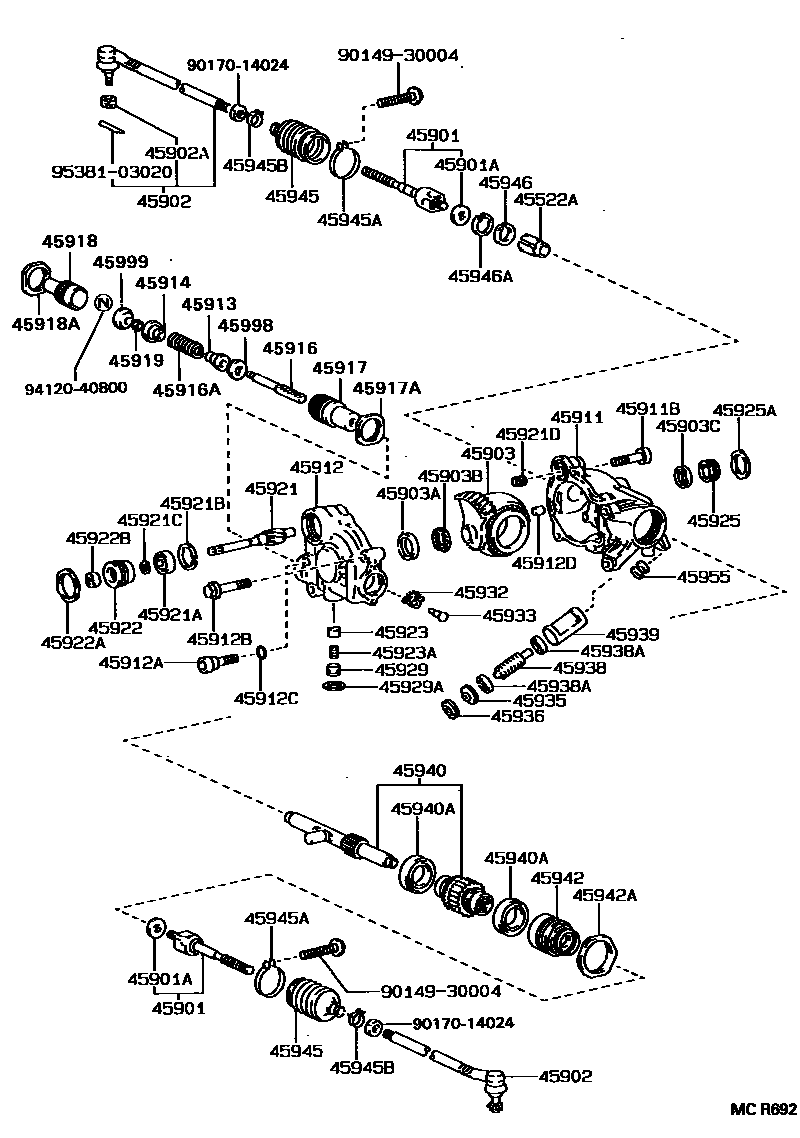 Toyota CAMRY 后转向齿轮(4WS) EPC diagram — MCR692