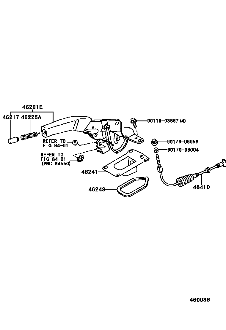 Toyota CAMRY Parking Brake & Cable EPC diagram — 460086