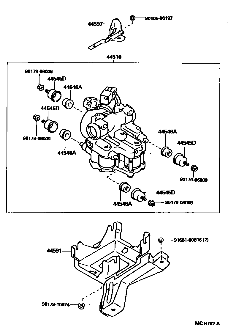Toyota CAMRY 制动配管和卡箍 EPC diagram — MCR702A