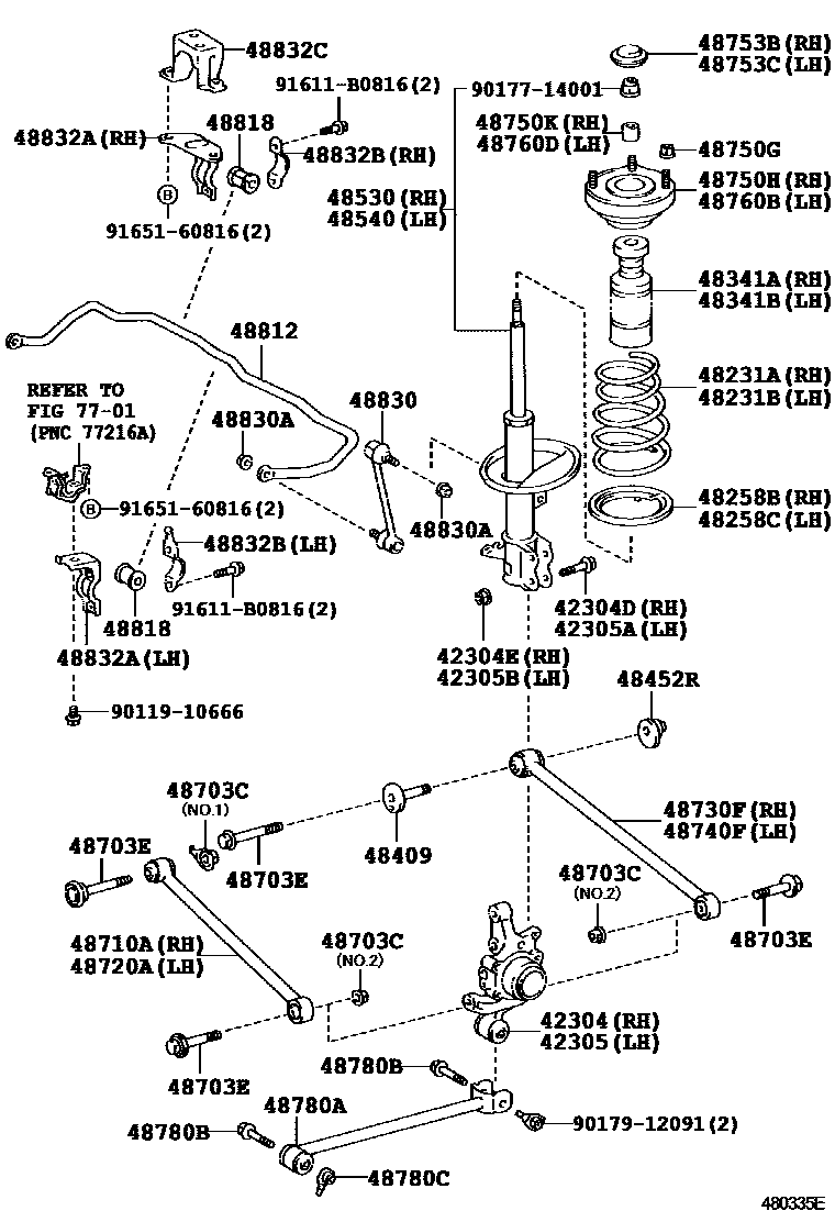 Toyota CAMRY Rear Spring & Shock Absorber EPC diagram — 480335E