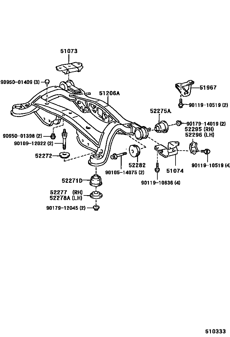 Toyota CAMRY 悬架横梁和发动机底罩 EPC diagram — 510333