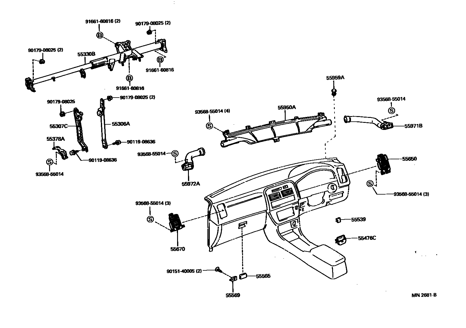 Toyota CAMRY 仪表板和手套箱 EPC diagram — MN2681B