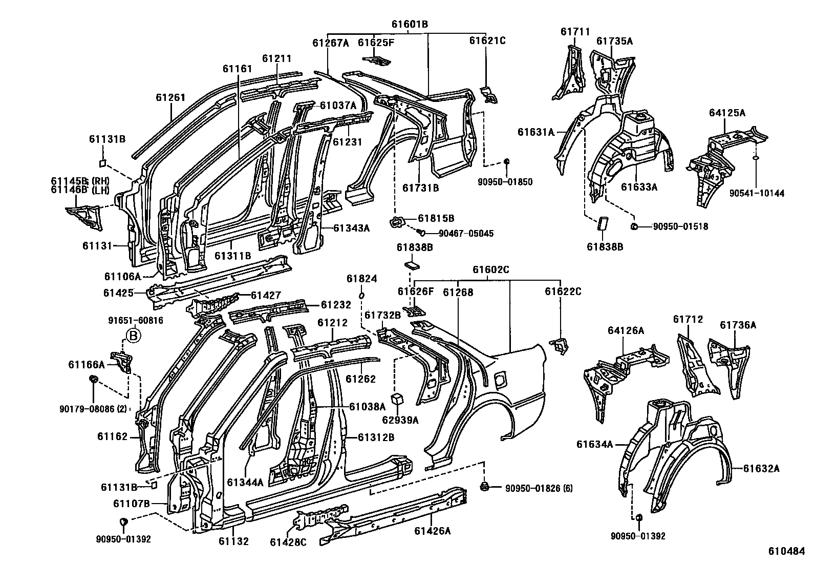 Toyota CAMRY 侧梁 EPC diagram — 610484