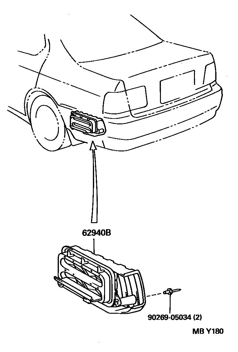 Toyota CAMRY 车侧通风装置 EPC diagram — MBY180