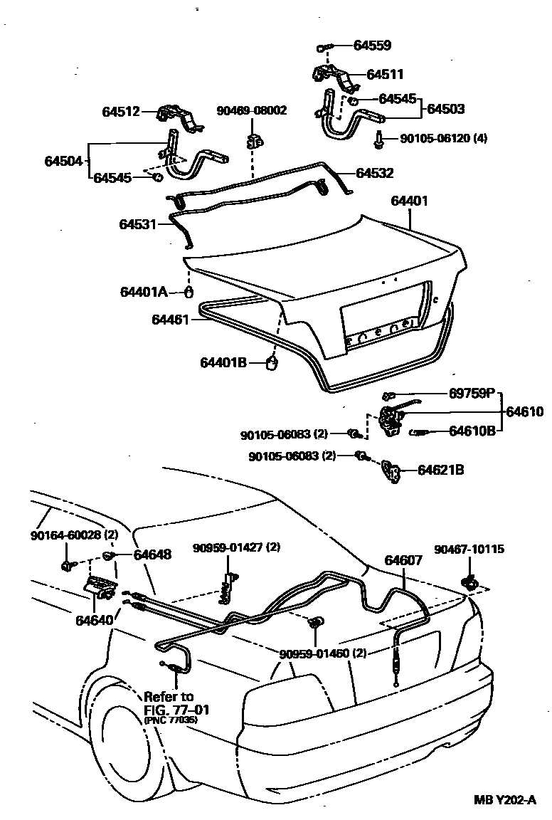 Toyota CAMRY 行李箱门和行李箱锁 EPC diagram — MBY202A