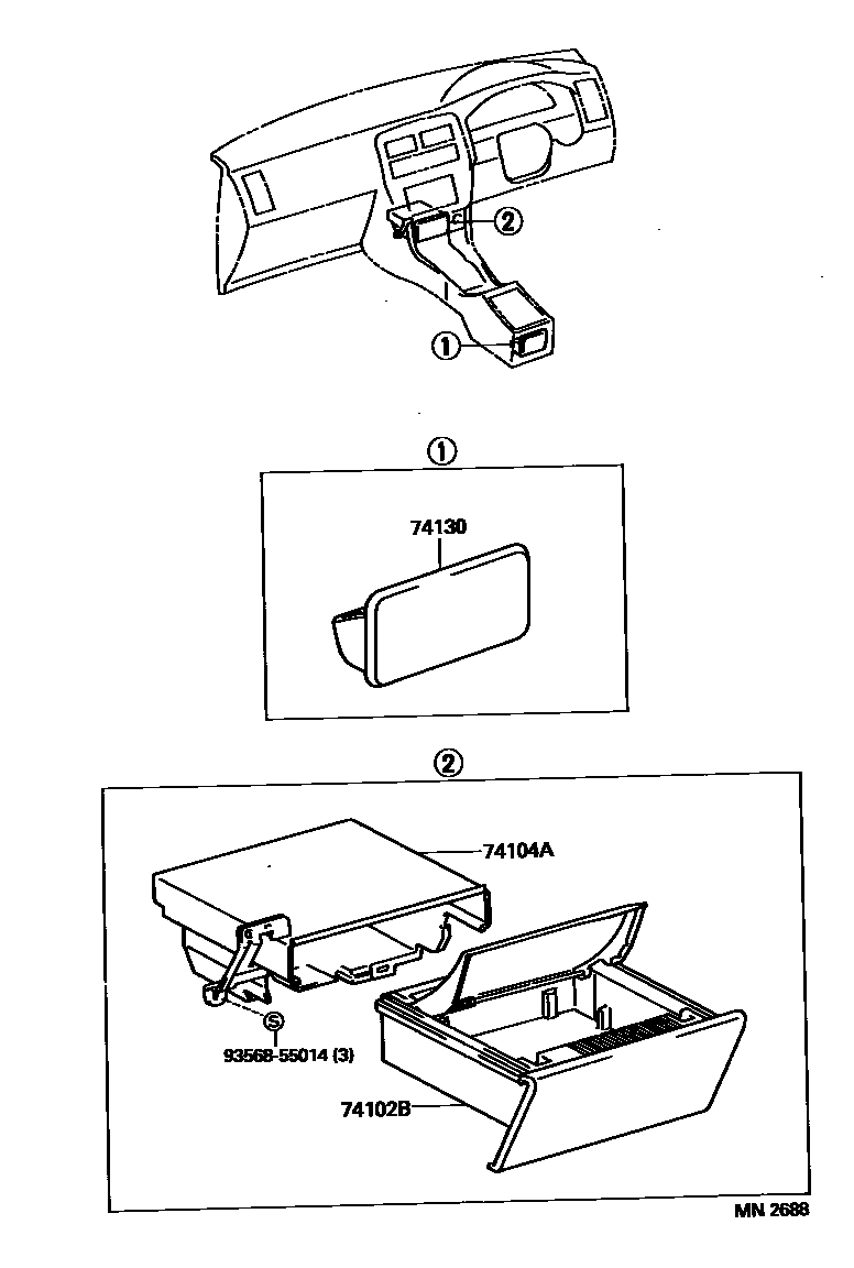 Toyota CAMRY 烟灰盒 EPC diagram — MN2688